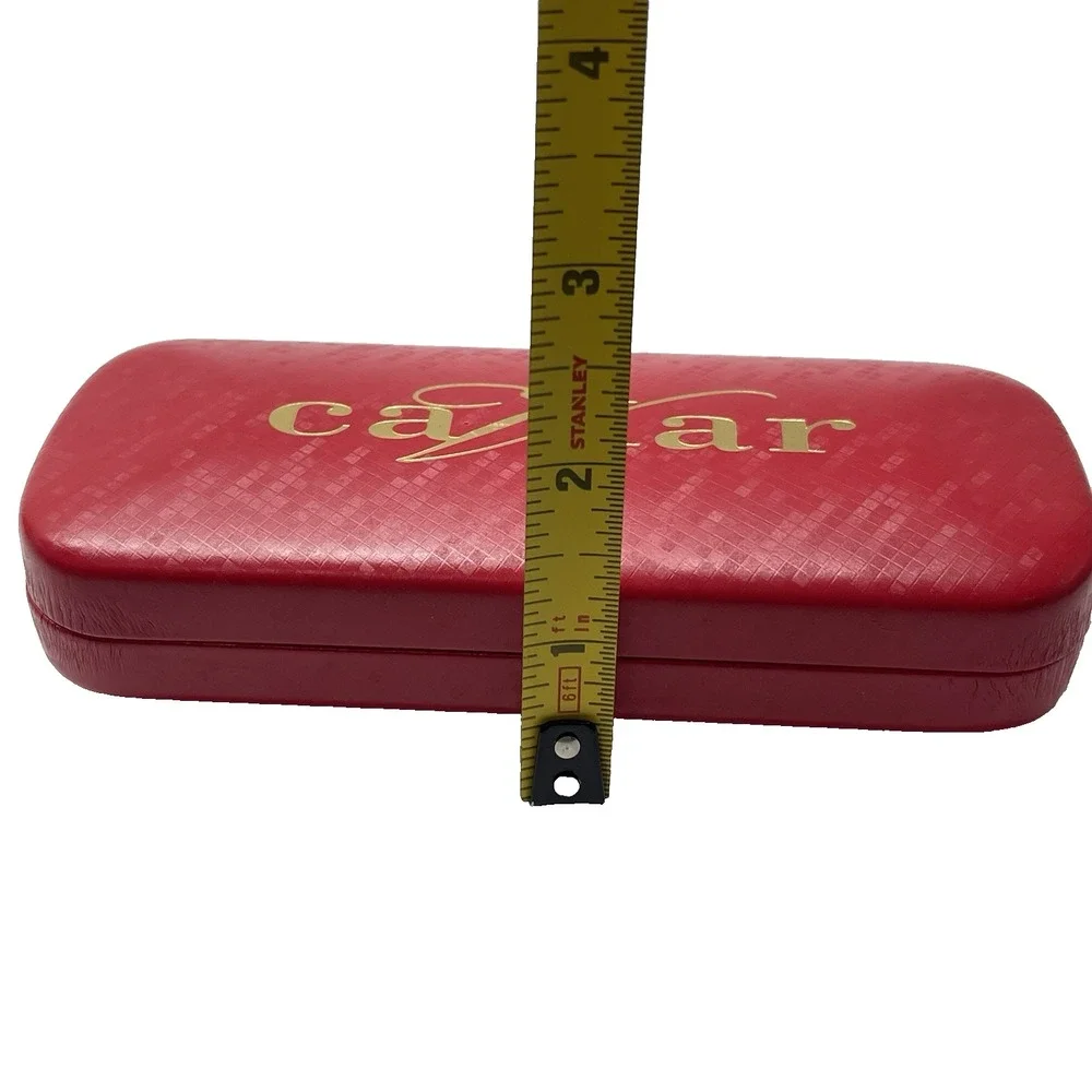 Caviar Faux Leather Eyeglasses Red Clamshell Hard Case Only No Glasses‎
